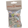 Infinity Hearts Buttons Wood White with Stripes Ass. colours 15mm - 90 pcs
