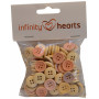 Infinity Hearts Buttons Wood Dots Ass. colours 15mm - 100 pcs