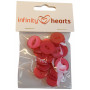 Infinity Hearts Button Acrylic Cerise 19mm - 20 pcs
