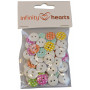 Infinity Hearts Buttons Wood with Dots Ass. colours 15mm - 50 pcs