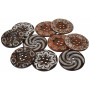 Infinity Hearts Buttons Wood with Flower Print Ass. colours 6cm - 10 pcs