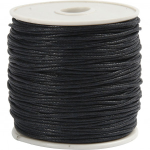 Cotton Twine, black, L: 315 m, thickness 1 mm, Thin quality 12/12, 220 g/ 1  ball 