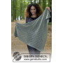 Sage Dream by DROPS Design - Knitted Shawl with Lace Pattern 144x72 cm
