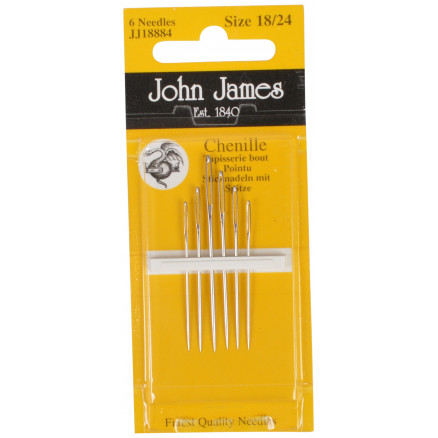 John James Chenille Needles with Sharp Point Size 18 /24- 6 pcs ...
