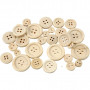 Assorted Buttons Wood 8-23 mm - 440 pcs