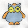 Permin Embroidery Kit Aida Blue Owl 8x8cm