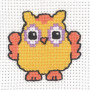 Permin Embroidery Kit Aida Orange Owl 8x8cm