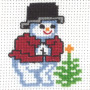 Permin Embroidery Kit Aida Snowman with pinetree 10x10cm