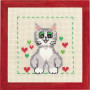 Permin Embroidery Kit Aida for kids Cat 19x19cm