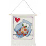 Permin Embroidery Aida for kits Blue Owl 15x21cm