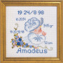Permin Embroidery Aida Birth Poster Amadeus 19x19cm