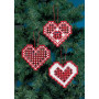 Permin Embroidery Kit Red Hearts 10x10cm - 3 pcs.