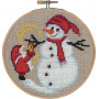 Permin Embroidery Kit Snowman with frame Ø13cm