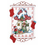 Permin Embroidery Kit Aida Advent Calendar Two Elfs with Cat 32x42cm