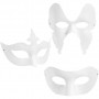 Masks, white, H: 10-20 cm, W: 18-20 cm, 4 pc/ 3 pack