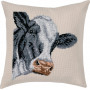 Permin Embroidery Kit Aida Pillow Cow 40x40cm