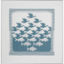 Permin Embroidery Kit Linen Bird/Fish Grey Blue 57x55cm