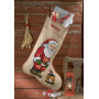 Permin Embroidery Kit Jute Christmas Stocking XL Santa with Light 57x80cm