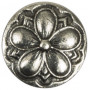 Button Tin Flower Antique Silver 16,5mm With Eye - 5 pcs