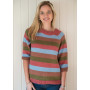 Mayflower Striped Blouse with 3/4 Sleeves - Blouse Knitting Pattern Size S - XXXL