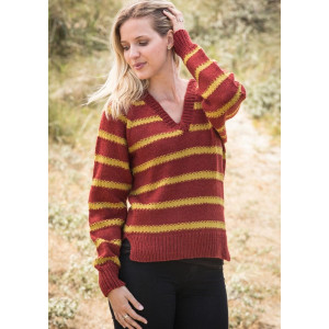 Mayflower Sweater with Stripes and V-neck - Sweater Knitting Pattern Size S - XXXL