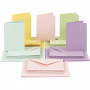 card size 10.5x15 cm, envelope size 11.5x16.5 cm, 50 sets, pastel colours