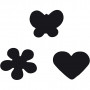 Paper Punches, flower, butterfly, heart, size 25 mm, 3 pc/ 1 pack