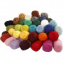 Carded Wool, assorted colours, 100 g/ 35 pack