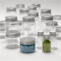 Plastic Jar with Screw-on Lid, H: 35-77 mm, dia. 24-45 mm, 13+35+50+100 ml, 80 pc/ 80 pack
