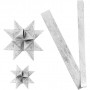 Paper star strips, silver, L: 44+78 cm, D 6,5+11,5 cm, W: 15+25 mm, 32 strips/ 1 pack