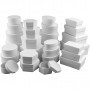 Boxes, white, D 5,5-16 cm, Content may vary , 168 asstd./ 1 box