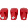 Paper Punches, red, star, heart, christmas tree, size 16 mm, 1 set