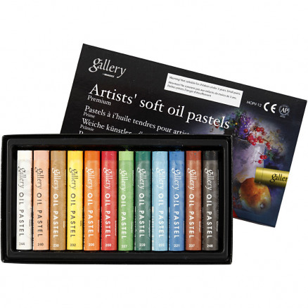 Gallery Oil Pastel, neon colours, L: 7 cm, thickness 11 mm, 12 pc/ 1 pack 