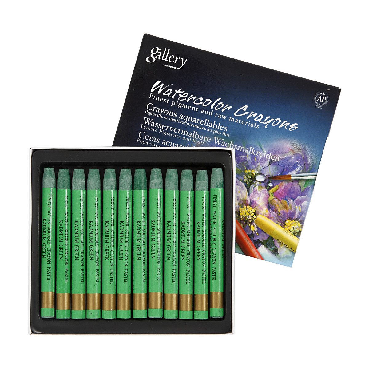 Watercolor Crayons, L: 9,3 cm, Assorted Colours, 12 pc, 1 Pack