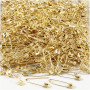 Safety Pins, gold, L: 22 mm, thickness 0,6 mm, 500 pc/ 1 pack
