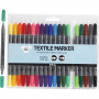 Textile Markers, line width: 2.3+3.6 mm, 20 pcs, standard colours