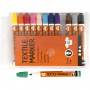 Textile Markers, assorted colours, line 2-4 mm, 12 pc/ 1 pack