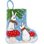 Permin Embroidery Kit Christmas Stocking Rabbits 7x8cm