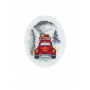 Permin Embroidery Kit Christmas Card Red Car 9x13cm