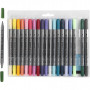 Textile Markers, line width: 2.3+3.6 mm, 20 pcs, additional colours