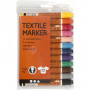 Textile Markers, assorted colours, line 2-4 mm, 12 pc/ 1 pack