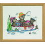 Permin Embroidery Kit Happy Friends Fishing 32x27cm