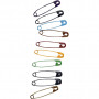Safety Pins, L: 34 mm, thickness 0,8-1,00 mm, 100 pc/ 10 pack