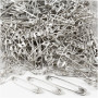 Safety Pins, silver, L: 28+31+36 mm, thickness 0,7-0,8 mm, 600 pc/ 1 pack
