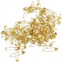 Safety Pins, gold, L: 19+22+28 mm, thickness 0,5-0,6 mm, 600 pc/ 1 pack