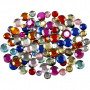 Rhinestones, assorted colours, round, D 6+9+12 mm, 3600 pc/ 1 pack