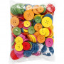 Wooden Buttons, assorted colours, D 25-40 mm, 2-4 holes, 144 pc/ 1 pack
