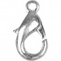 Carabiners, silver-plated, L: 12 mm, 100 pc/ 1 pack