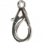 Carabiners, silver-plated, L: 18 mm, 25 pc/ 1 pack