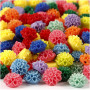 Flower Beads, assorted colours, 300 ml, size 15x8 mm, hole size 1,5 mm, 25 pc/ 10 pack